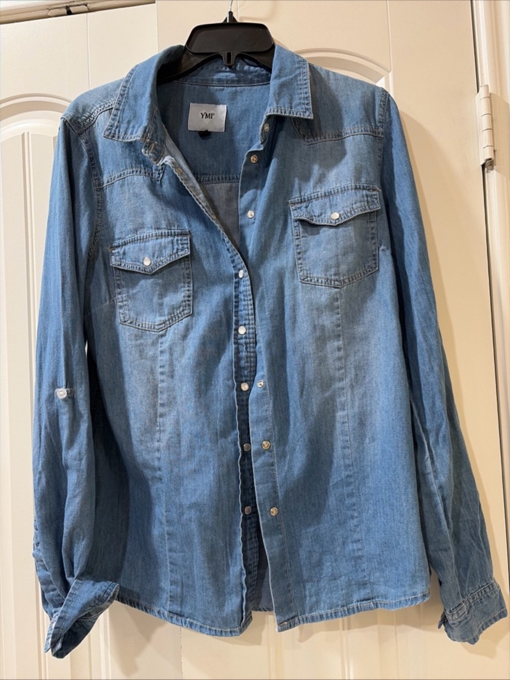 YMI Medium Blue Denim Snap-Front Shirt